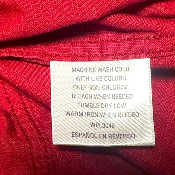 Alfani Red Casual Button Down Shirt Short Sleeve, EUC - Picture 4 of 7